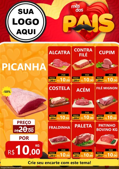 Modelo de Encarte para Encarte A4 Vertical com o tema Mês Dos Pais para Açougue