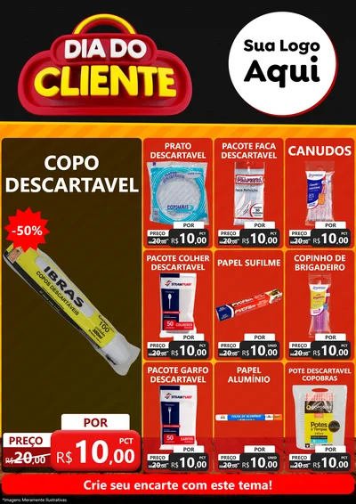 Modelo de Encarte para Encarte A4 Vertical com o tema Dia do Cliente para Embalagens