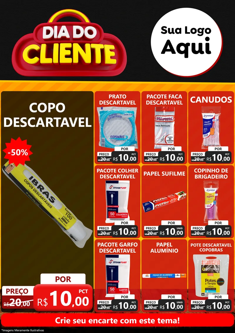 Modelo de Encarte para Encarte A4 Vertical com o tema Dia do Cliente para Embalagens
