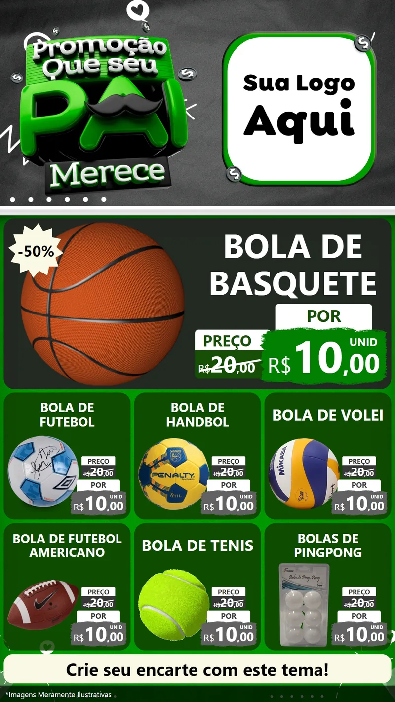 Modelo de Rede Social para Stories com o tema Promoção Que seu Pai Merece para Artigos Esportivos