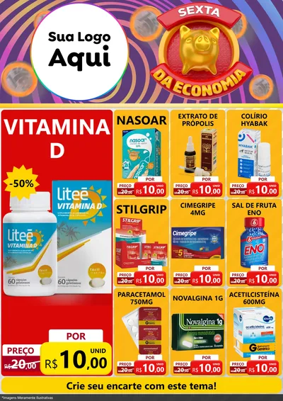 Modelo de Encarte para Encarte A4 Vertical com o tema Sexta da Economia para Farmácia