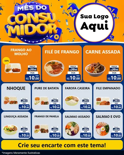 Modelo de Rede Social para Feed Instagram com o tema Mês do Consumidor para Restaurante
