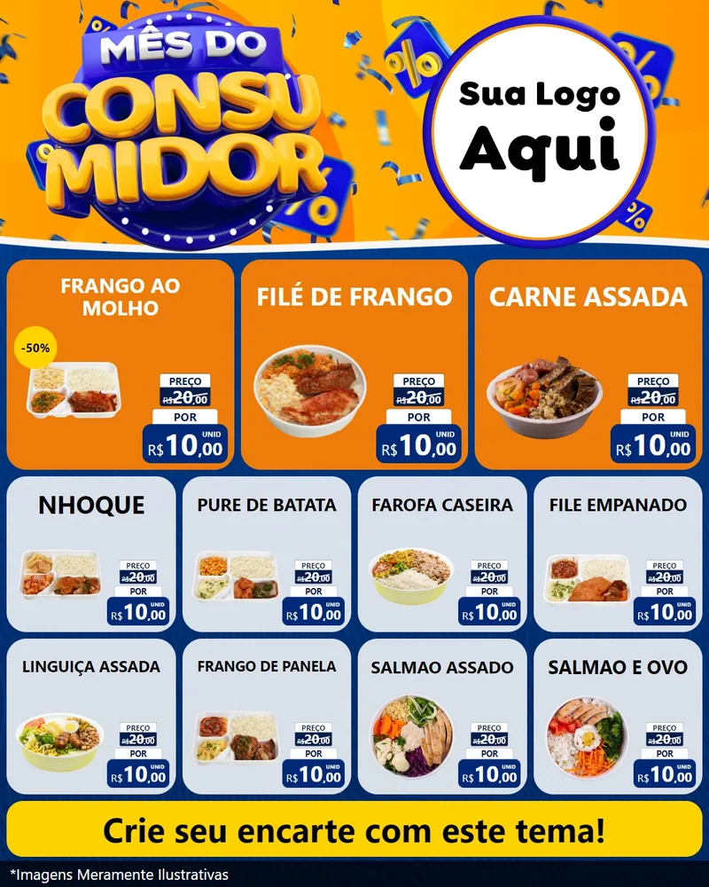 Modelo de Rede Social para Feed Instagram com o tema Mês do Consumidor para Restaurante