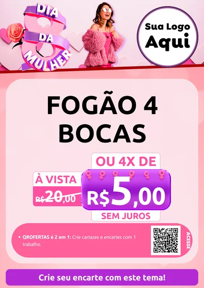 Modelo de Cartaz para Cartaz A4 Vertical com o tema Dia da Mulher para Móveis e Eletro