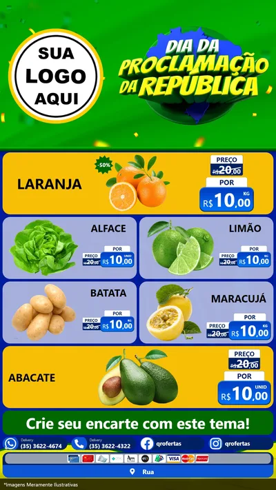 Modelo de TV para TV Vertical com o tema Dia Da Proclamação Da República para Hortifrúti