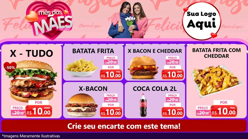 Modelo de TV para TV Horizontal com o tema Mês Das Mães para Hamburgueria