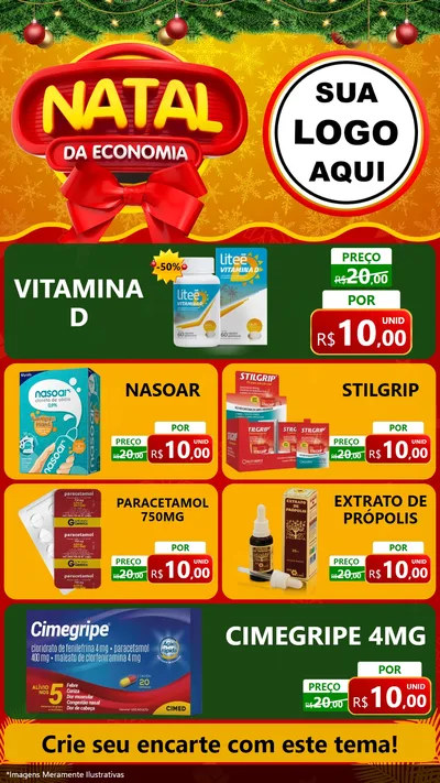 Modelo de TV para TV Vertical com o tema Natal da Economia para Farmácia