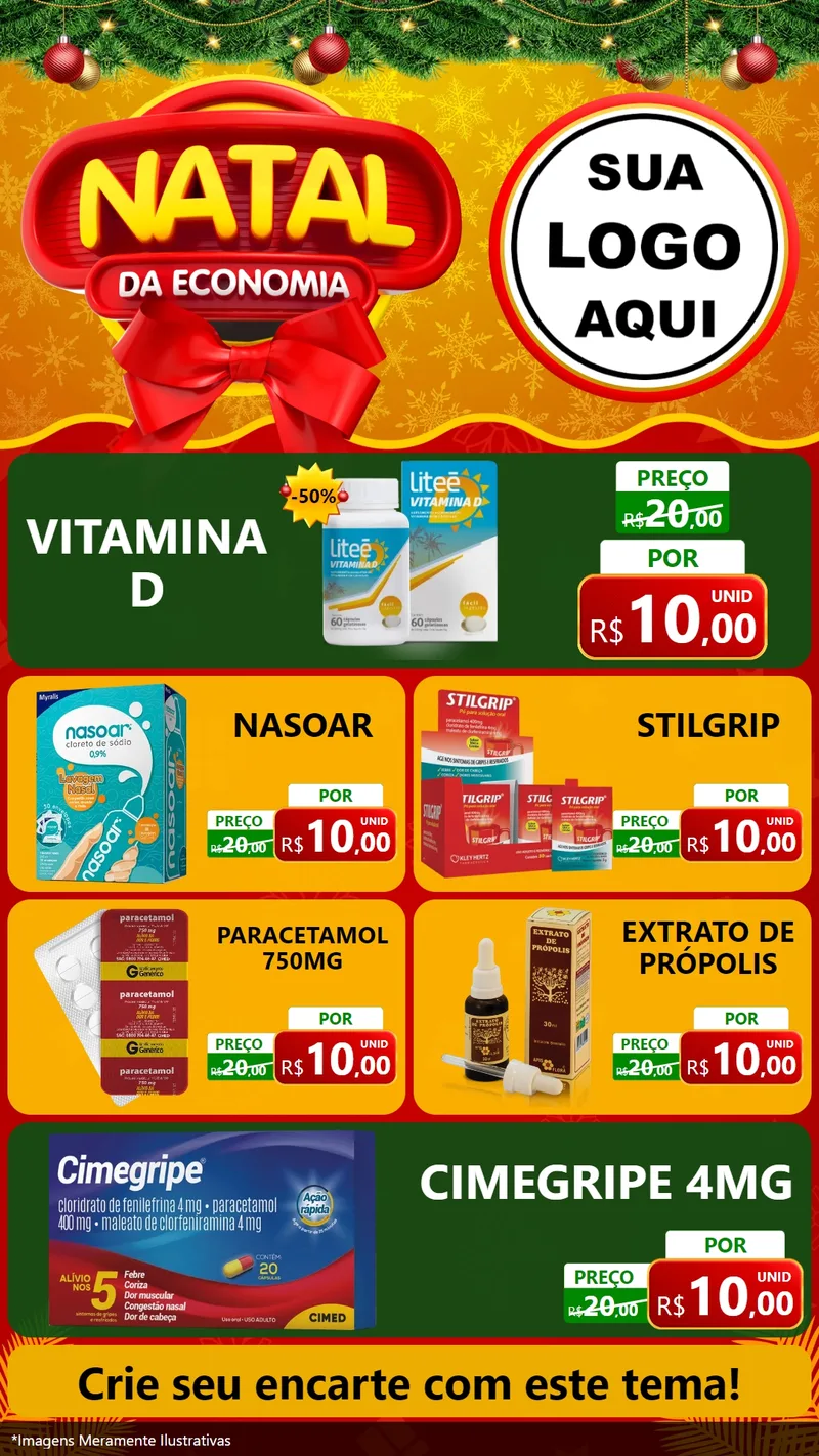 Modelo de TV para TV Vertical com o tema Natal da Economia para Farmácia