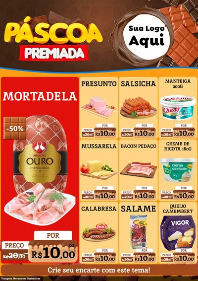 Modelo de Encarte para Encarte A4 Vertical com o tema Páscoa Premiada para Frios e Laticínios