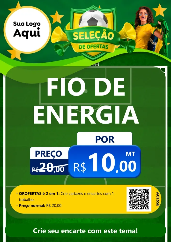 Modelo de Cartaz para Cartaz A4 Vertical com o tema Seleção de Ofertas - Copa para Materiais Elétricos