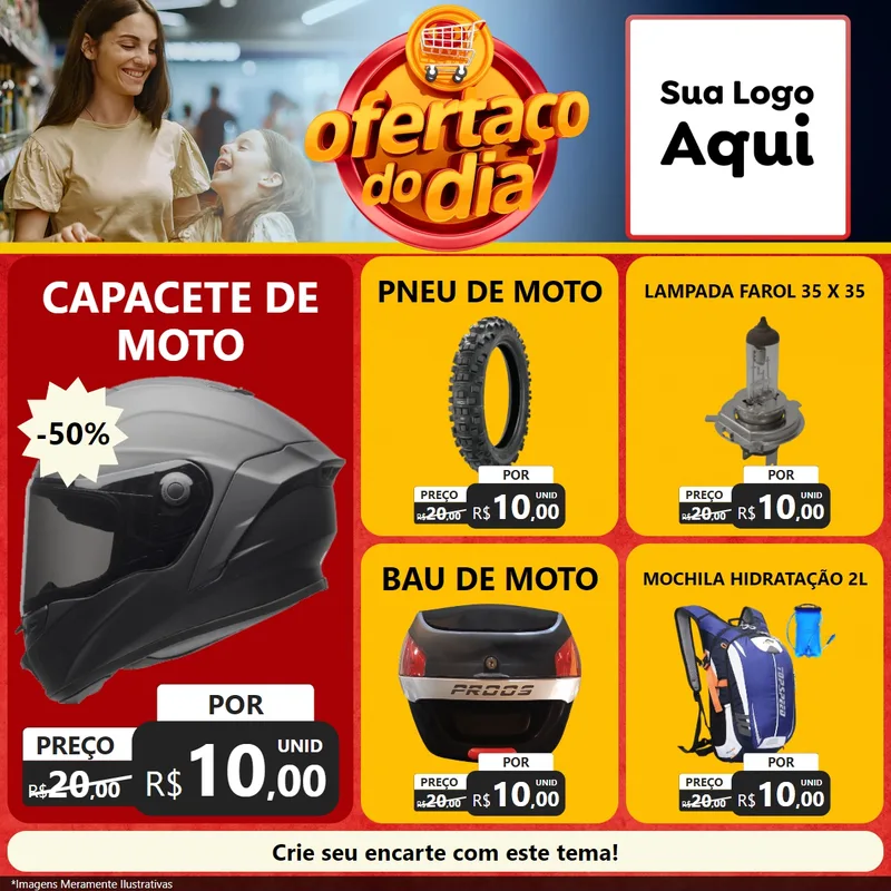 Modelo de Rede Social para Feed Facebook com o tema Ofertaço Do Dia para Moto peças