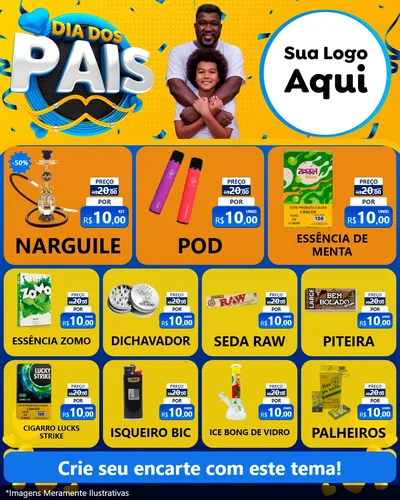 Modelo de Rede Social para Feed Instagram com o tema Dia dos Pais para Tabacaria
