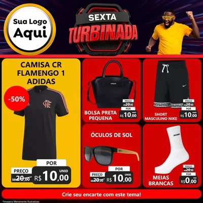 Modelo de Rede Social para Feed Facebook com o tema Sexta Turbinada para Roupas e acessórios