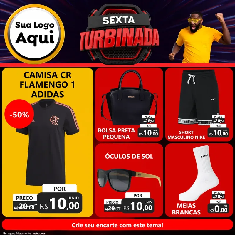Modelo de Rede Social para Feed Facebook com o tema Sexta Turbinada para Roupas e acessórios