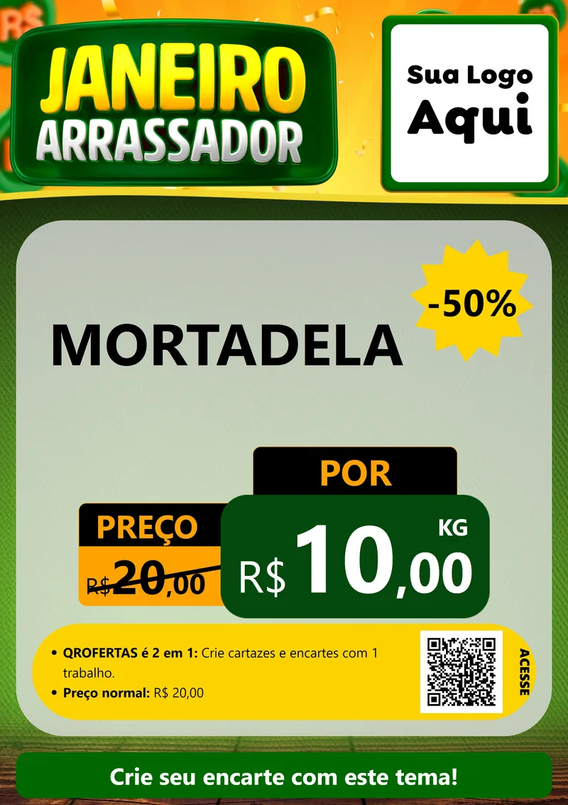 Modelo de Cartaz para Cartaz A4 Vertical com o tema Janeiro Arrasador para Frios e Laticínios