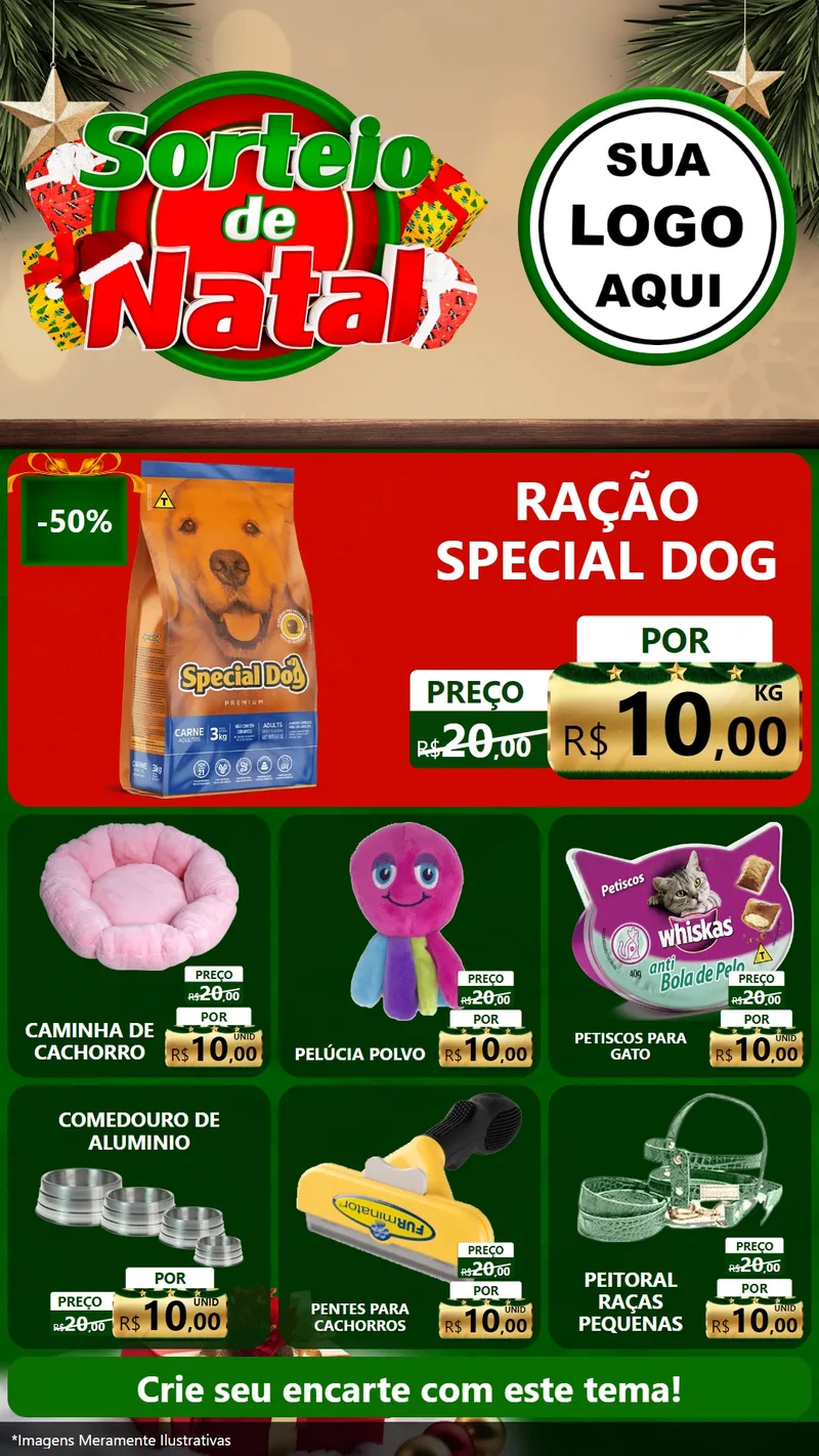 Modelo de Rede Social para Stories com o tema Sorteio de Natal para Pet Shop