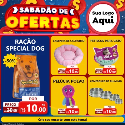 Modelo de Rede Social para Feed Facebook com o tema Sabadão de Ofertas para Pet Shop