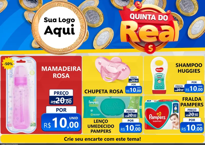 Modelo de Encarte para Encarte A4 Horizontal com o tema Quinta do Real para Bebês