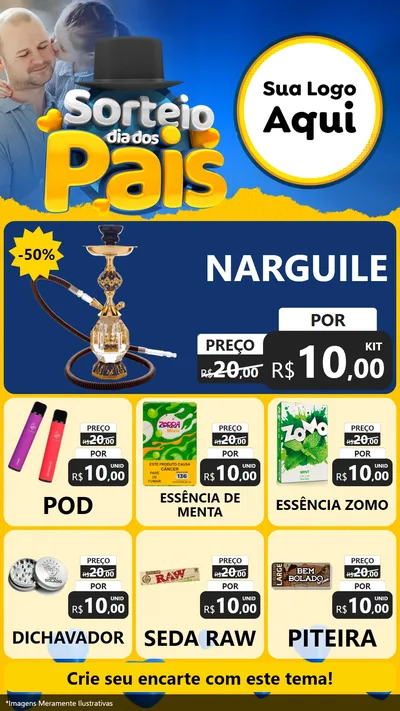Modelo de Rede Social para Stories com o tema Sorteio Dia Dos Pais para Tabacaria