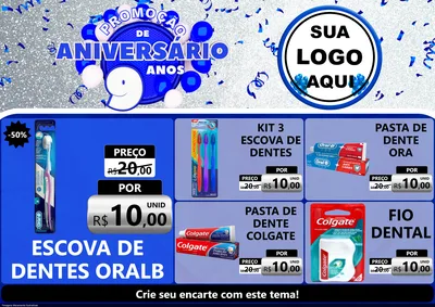Modelo de Encarte para Encarte A4 Horizontal com o tema Promoção de Aniversário - 9 Anos para Higiene Pessoal
