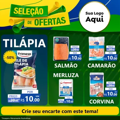 Modelo de Rede Social para Feed Facebook com o tema Seleção de Ofertas - Copa para Peixaria
