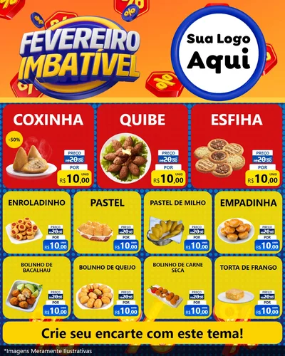 Modelo de Rede Social para Feed Instagram com o tema Fevereiro Imbatível para Salgadaria