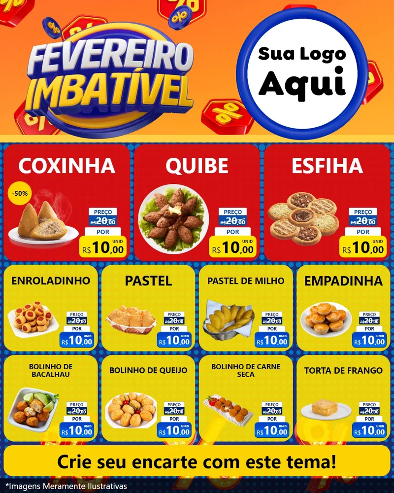 Modelo de Rede Social para Feed Instagram com o tema Fevereiro Imbatível para Salgadaria