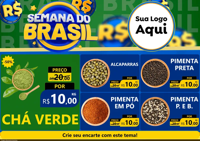 Modelo de Encarte para Encarte A4 Horizontal com o tema Semana Do Brasil para Produtos Naturais