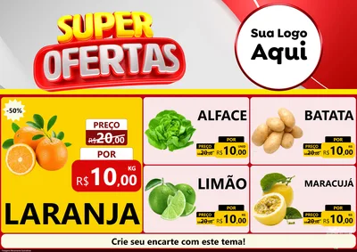 Modelo de Encarte para Encarte A4 Horizontal com o tema Super Ofertas para Hortifrúti