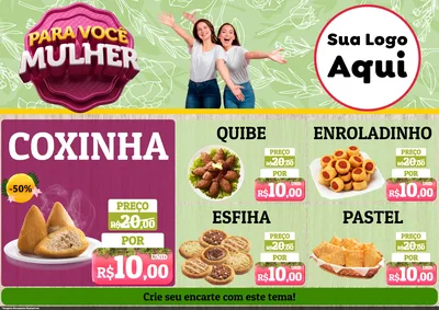 Modelo de Encarte para Encarte A4 Horizontal com o tema Para Você Mulher para Salgadaria