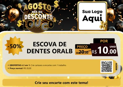 Modelo de Cartaz para Cartaz A4 Horizontal com o tema Agosto Mês do Desconto Louco para Higiene Pessoal