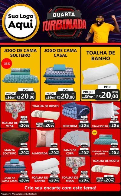 Modelo de Encarte para Encarte Grande com o tema Quarta Turbinada para Cama, Mesa e Banho