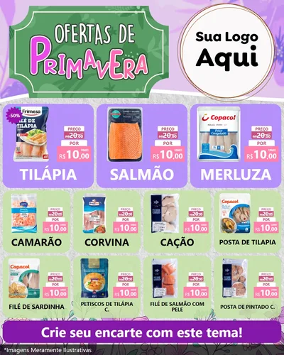Modelo de Rede Social para Feed Instagram com o tema Ofertas de Primavera para Peixaria