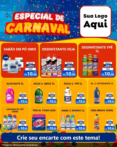 Modelo de Rede Social para Feed Instagram com o tema Especial de Carnaval para Produtos de Limpeza