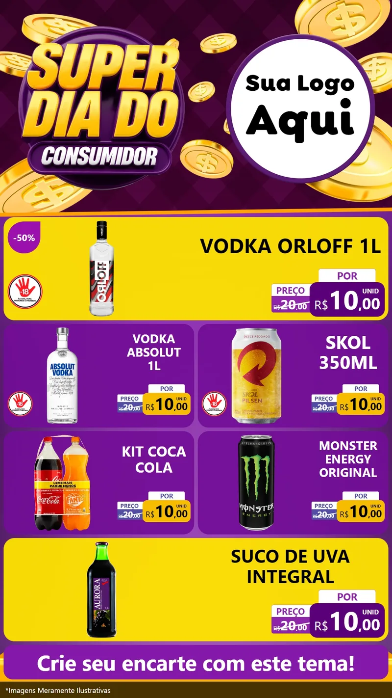 Modelo de TV para TV Vertical com o tema Super Dia do Consumidor para Distribuidora de bebidas