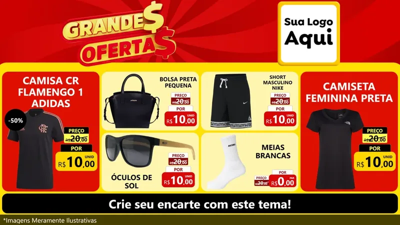 Modelo de TV para TV Horizontal com o tema Grandes Ofertas para Roupas e acessórios
