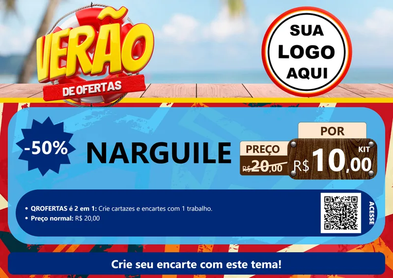 Modelo de Cartaz para Cartaz A4 Horizontal com o tema Verão de Ofertas para Tabacaria