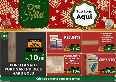 Modelo de Encarte para Encarte A4 Horizontal com o tema Natal de Ofertas para Pisos e revestimentos