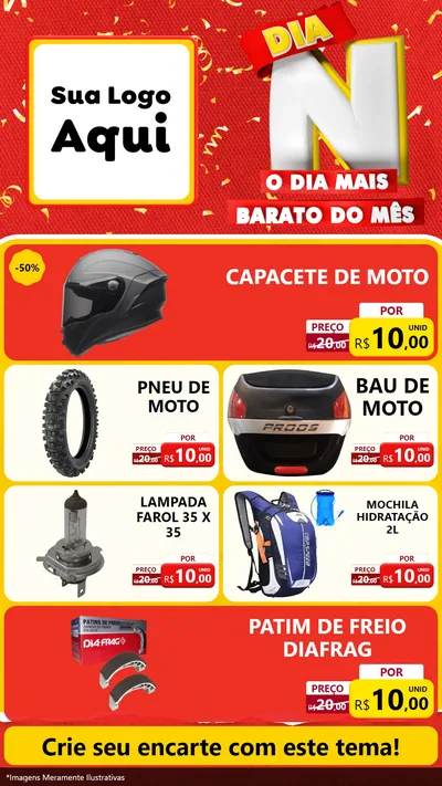 Modelo de TV para TV Vertical com o tema Dia N o Dia Mais Barato do Mês para Moto peças