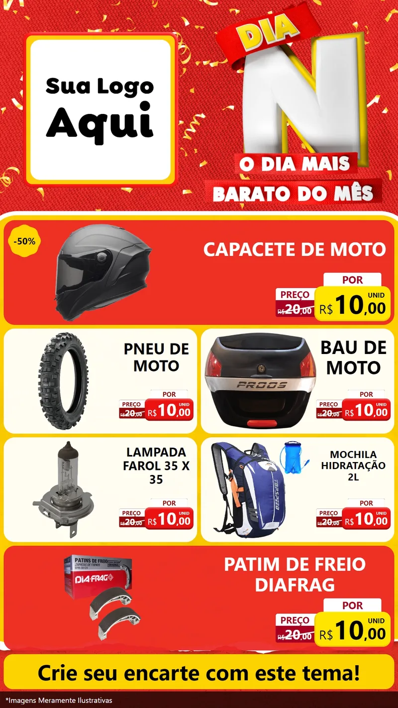Modelo de TV para TV Vertical com o tema Dia N o Dia Mais Barato do Mês para Moto peças