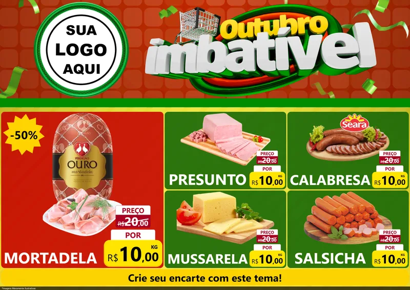 Modelo de Encarte para Encarte A4 Horizontal com o tema Outubro Imbatível para Frios e Laticínios
