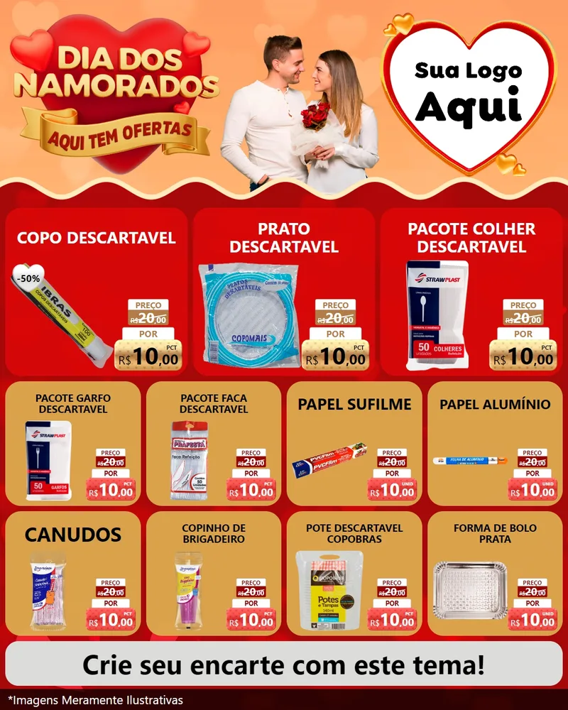 Modelo de Rede Social para Feed Instagram com o tema Dia dos Namorados - Aqui Tem Ofertas para Embalagens