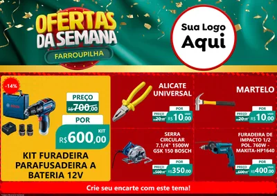 Modelo de Encarte para Encarte A4 Horizontal com o tema Ofertas da Semana Farroupilha para Maquinas e Ferramentas