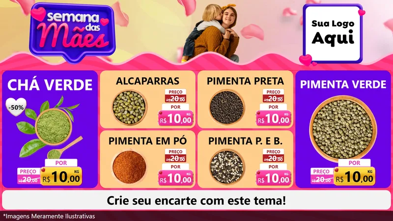 Modelo de TV para TV Horizontal com o tema Semana das Mães para Produtos Naturais