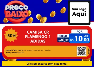 Modelo de Cartaz para Cartaz A4 Horizontal com o tema Preço Baixo para Roupas e acessórios