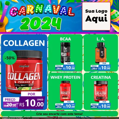 Modelo de Rede Social para Feed Facebook com o tema Carnaval 2027 para Suplementos alimentares