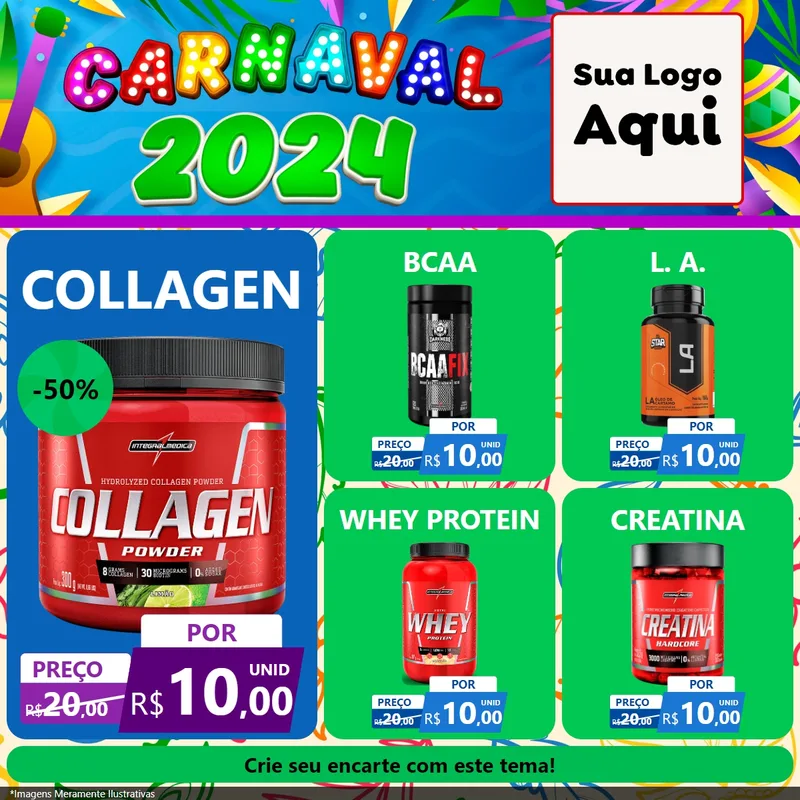Modelo de Rede Social para Feed Facebook com o tema Carnaval 2027 para Suplementos alimentares