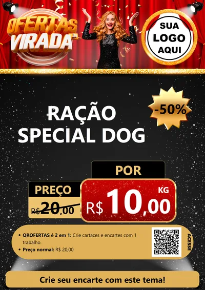 Modelo de Cartaz para Cartaz A4 Vertical com o tema Ofertas da Virada para Pet Shop