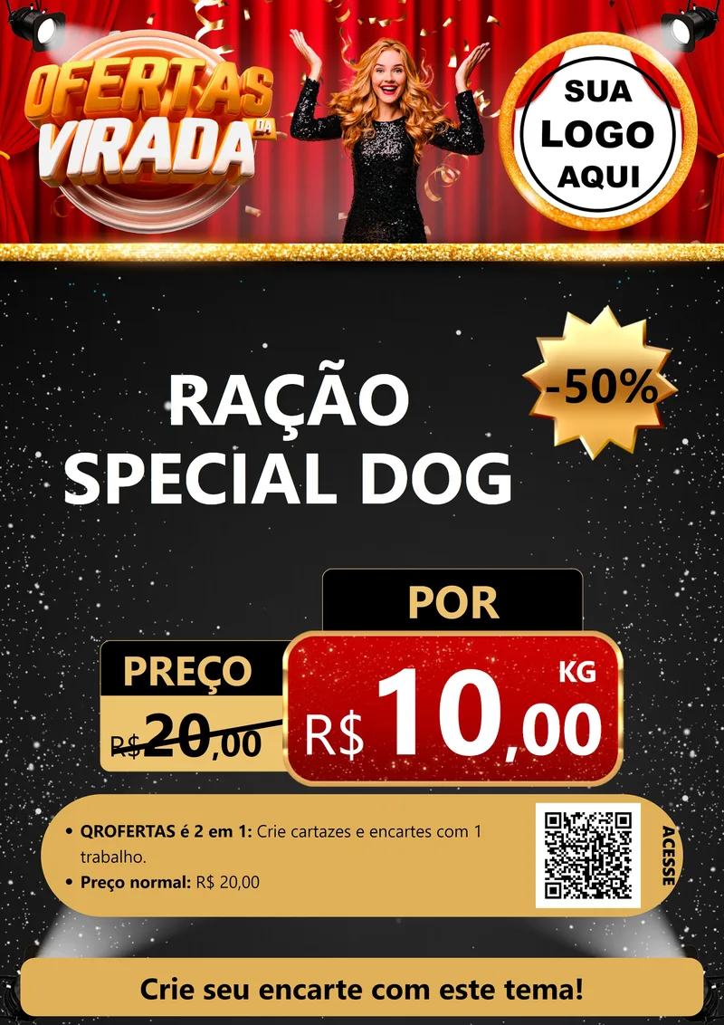 Modelo de Cartaz para Cartaz A4 Vertical com o tema Ofertas da Virada para Pet Shop