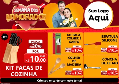 Modelo de Encarte para Encarte A4 Horizontal com o tema Semana dos Namorados para Utilidades Domésticas